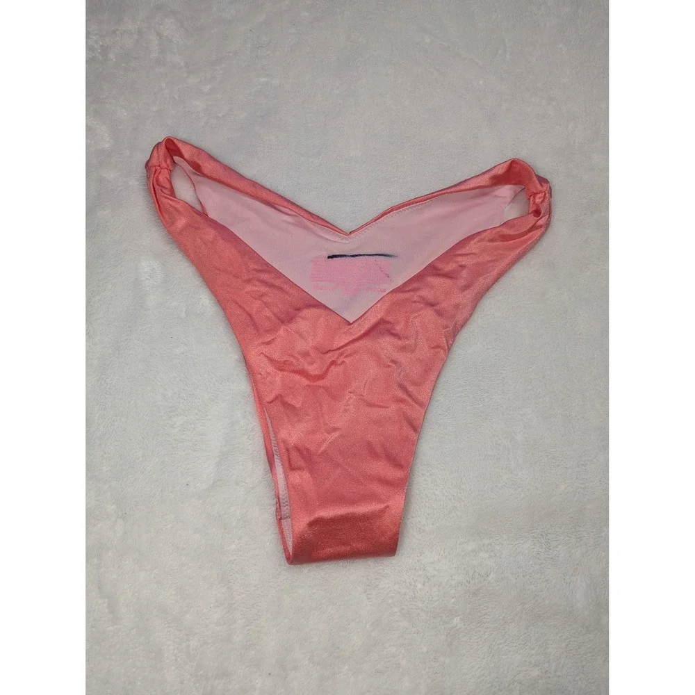 Victoria's Secret Pink Shimmer‎ V-Front High Cut Brazilian Bikini Bottom Medium